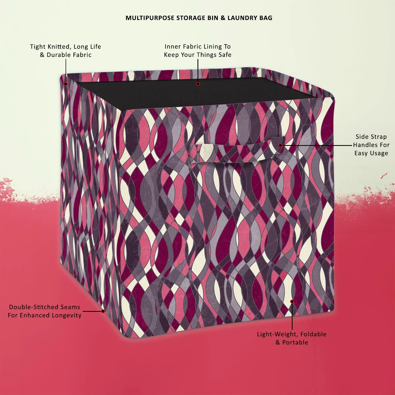 Abstract Grunge Art Foldable Open Storage Bin | Organizer Box, Toy Basket, Shelf Box, Laundry Bag | Canvas Fabric