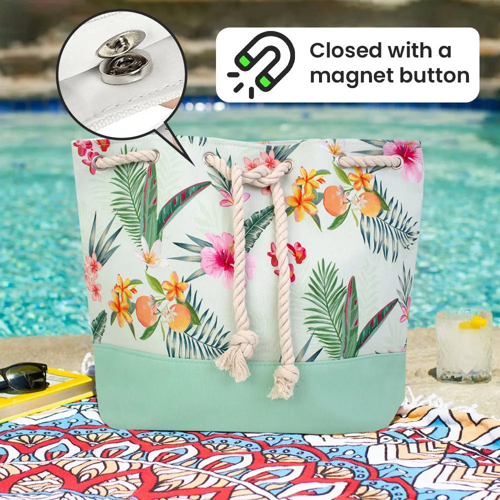 Beach Tote Bag - Tropical Design