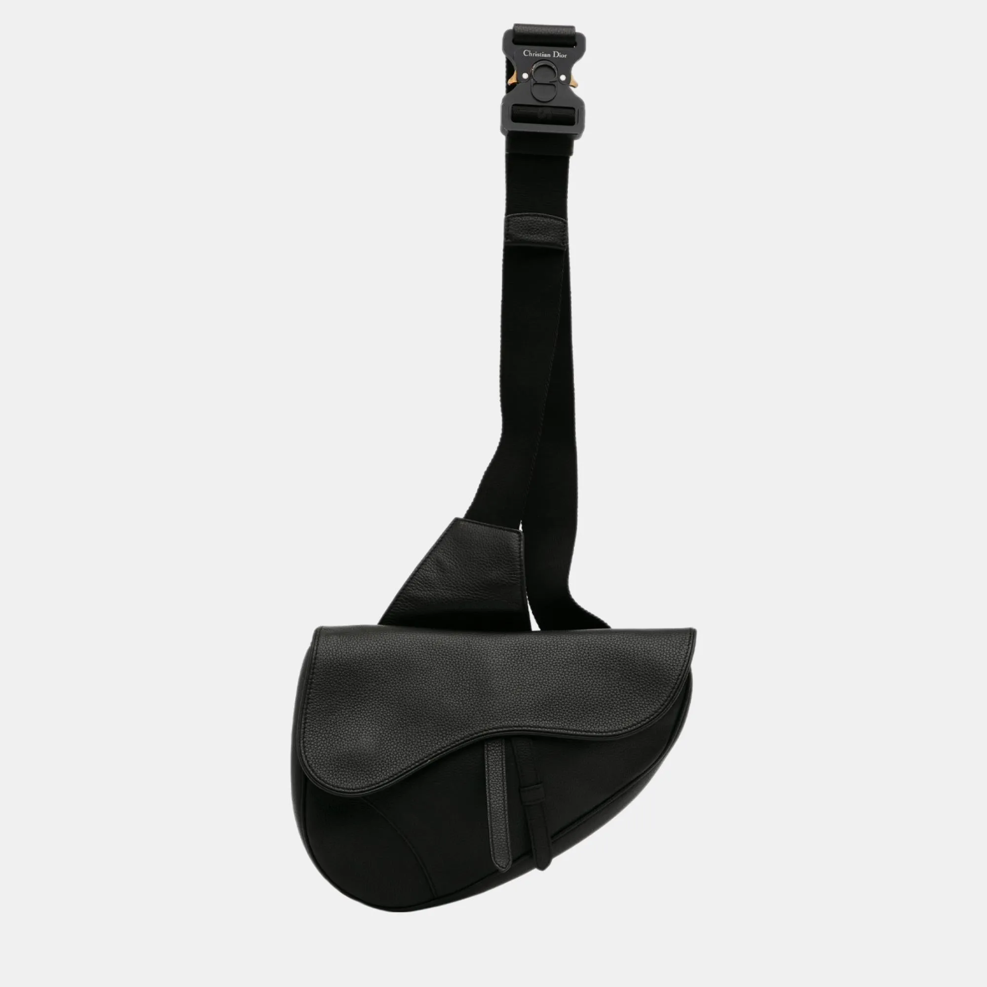 Black Leather Saddle Crossbody Bag
