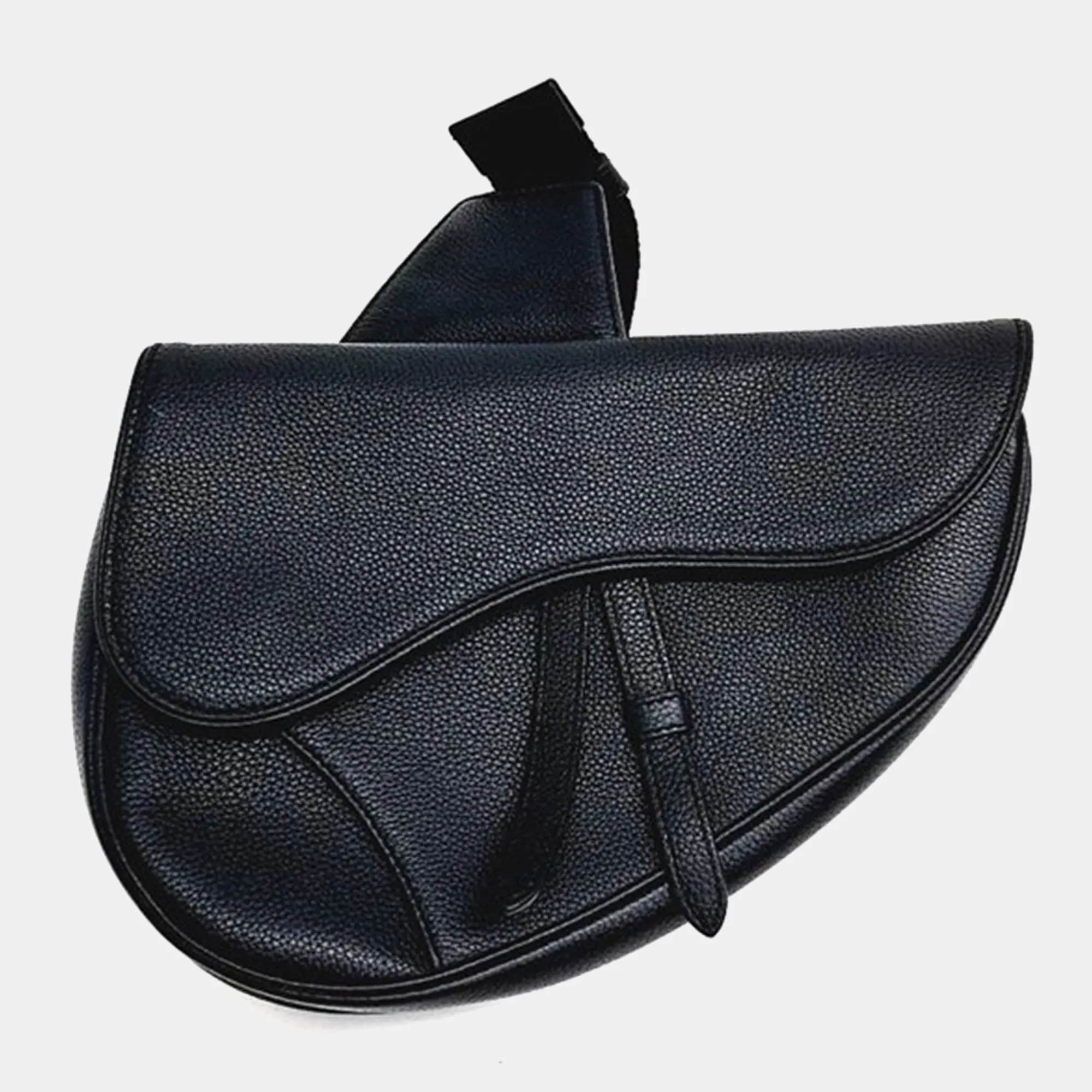 Black Pebbled Leather Saddle bag
