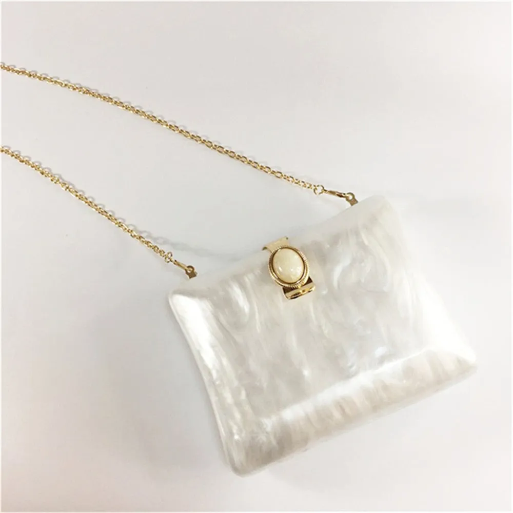Bulan Pearlescent Acrylic Evening Clutch Bag