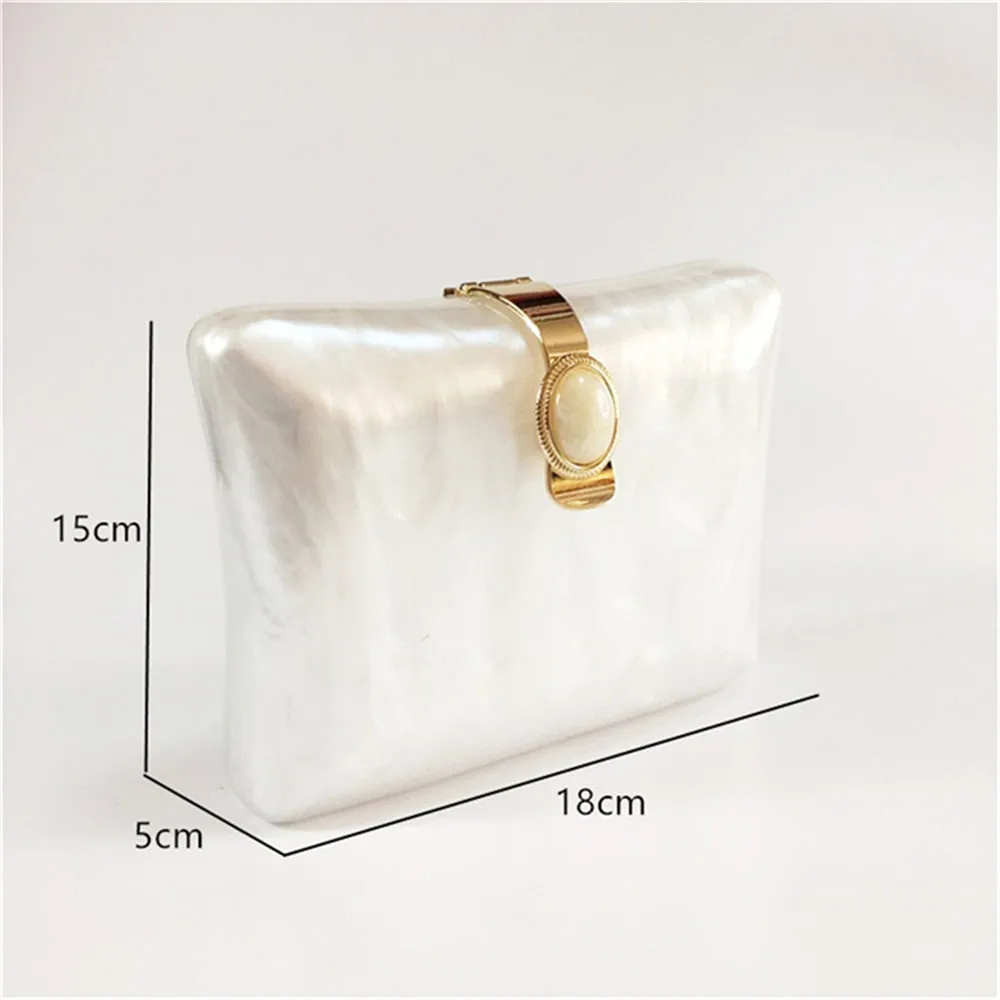 Bulan Pearlescent Acrylic Evening Clutch Bag