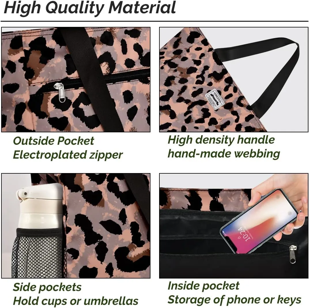 Buringer Large Waterproof Beach Bag for Women Sandproof Tote Bag with Zipper and Pockets Pool Bag for Travel Gym Vacation