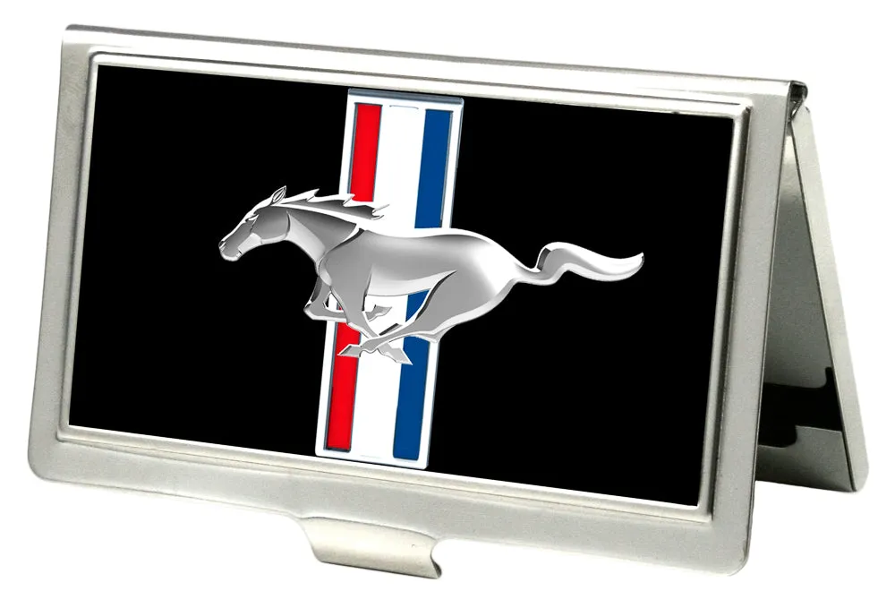 Business Card Holder - SMALL - Ford Mustang w Bars Logo CENTERED FCG Black