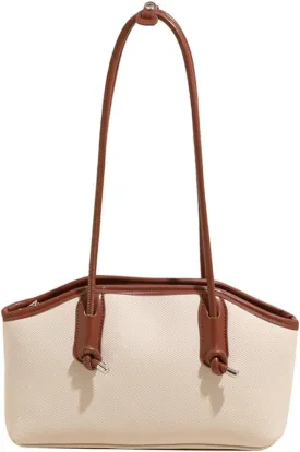 Casual Leather Shoulder Purses Summer Beach Bags For Women Canvas Clutch Bag Boston Purse Travel Underarm Handbags 2025