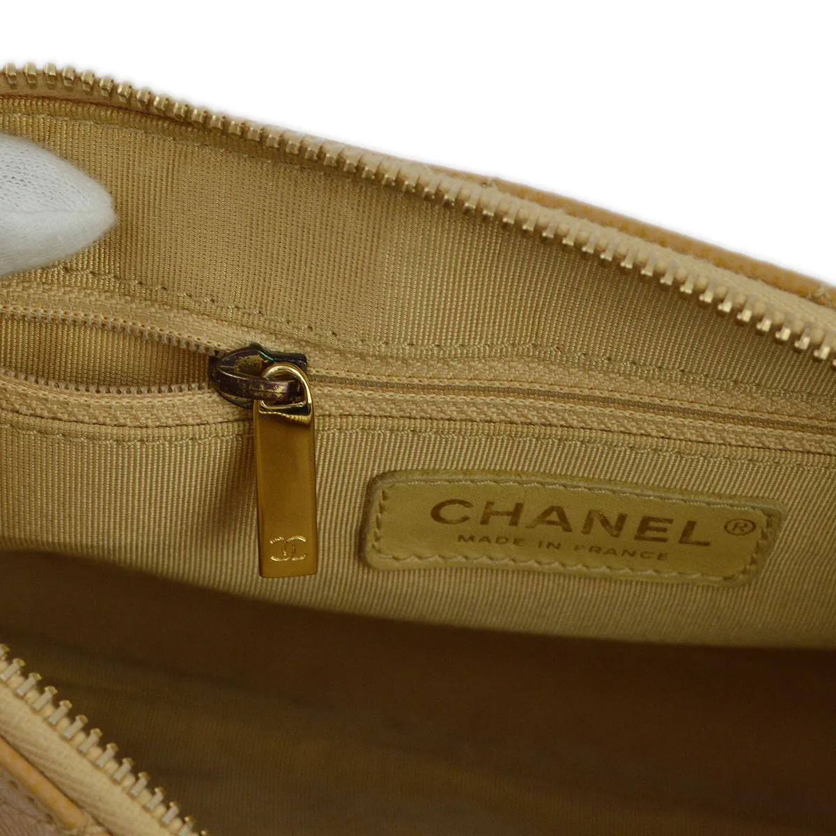 Chanel Beige Caviar Hobo Chain Handbag