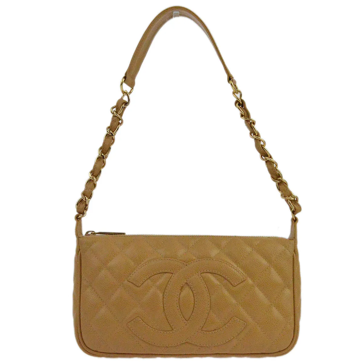 Chanel Beige Caviar Hobo Chain Handbag