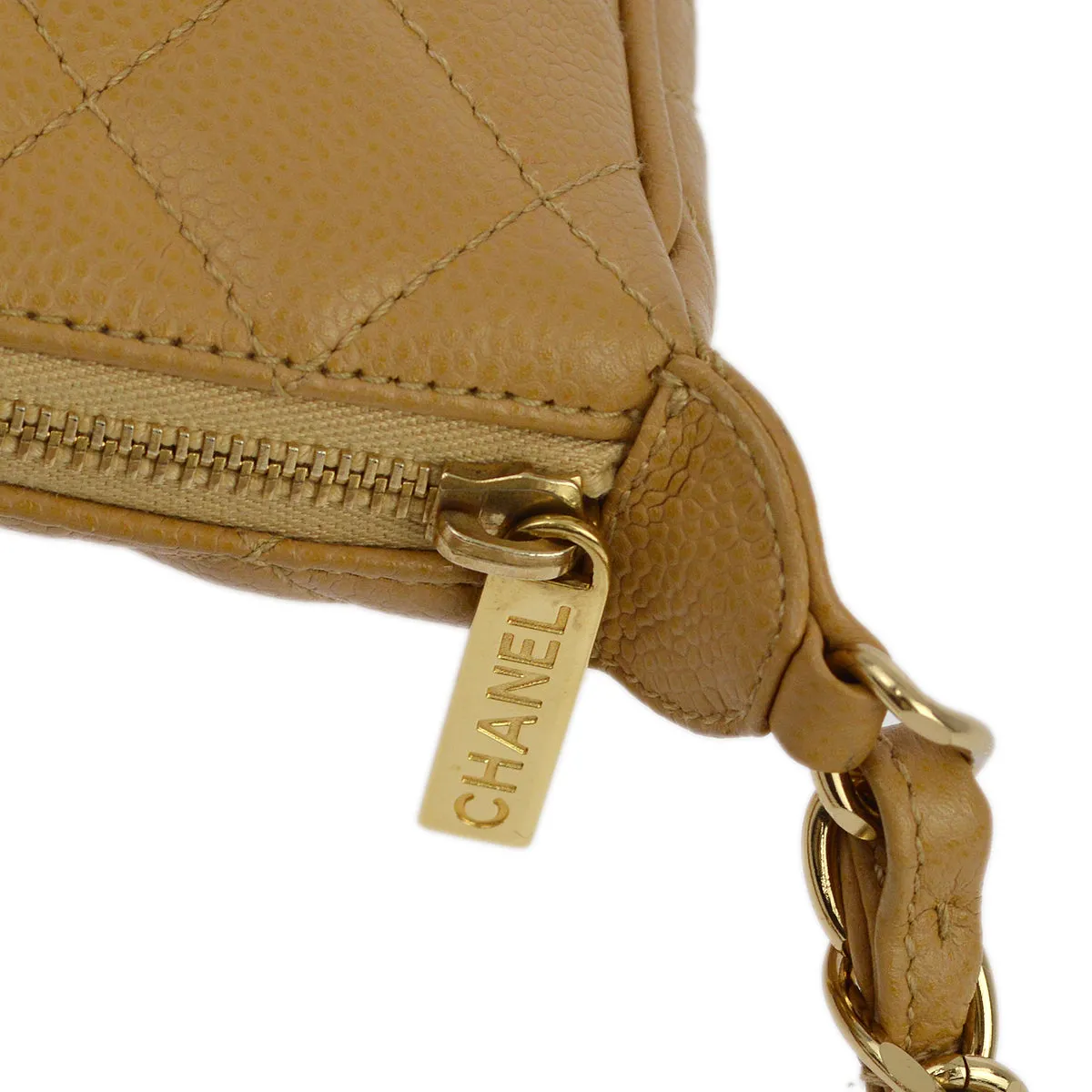 Chanel Beige Caviar Hobo Chain Handbag