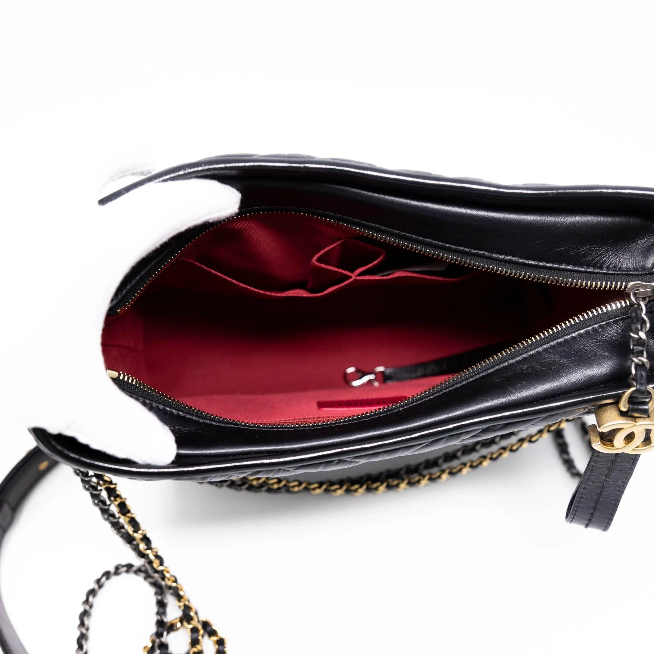Chanel Black Chevron Medium Gabrielle Hobo