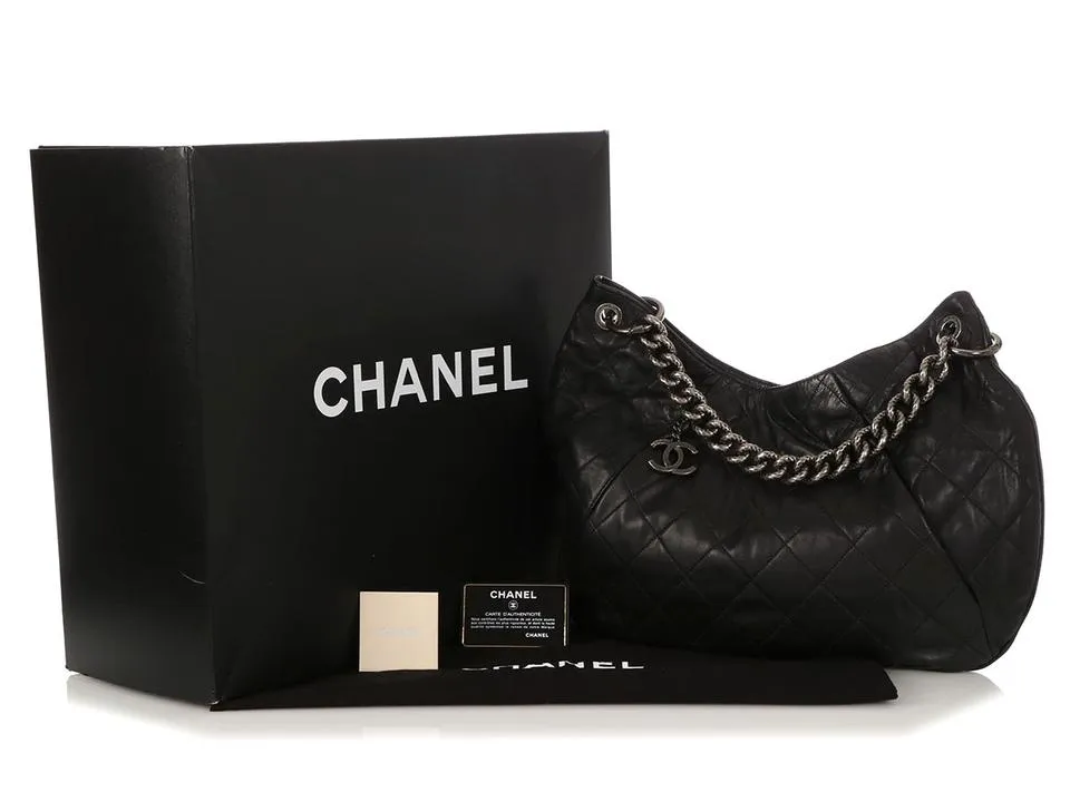 CHANEL COCO PLEATS QUILTED CALFSKIN LARGE HOBO BAG