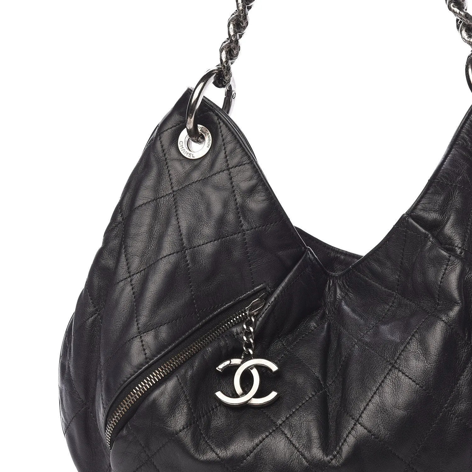 CHANEL COCO PLEATS QUILTED CALFSKIN LARGE HOBO BAG