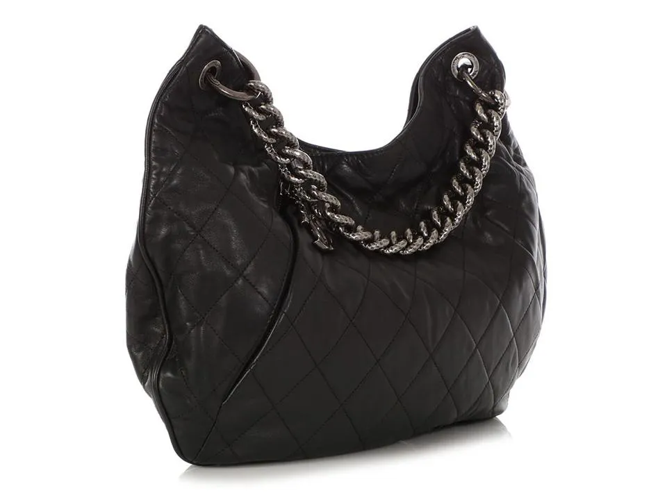 CHANEL COCO PLEATS QUILTED CALFSKIN LARGE HOBO BAG