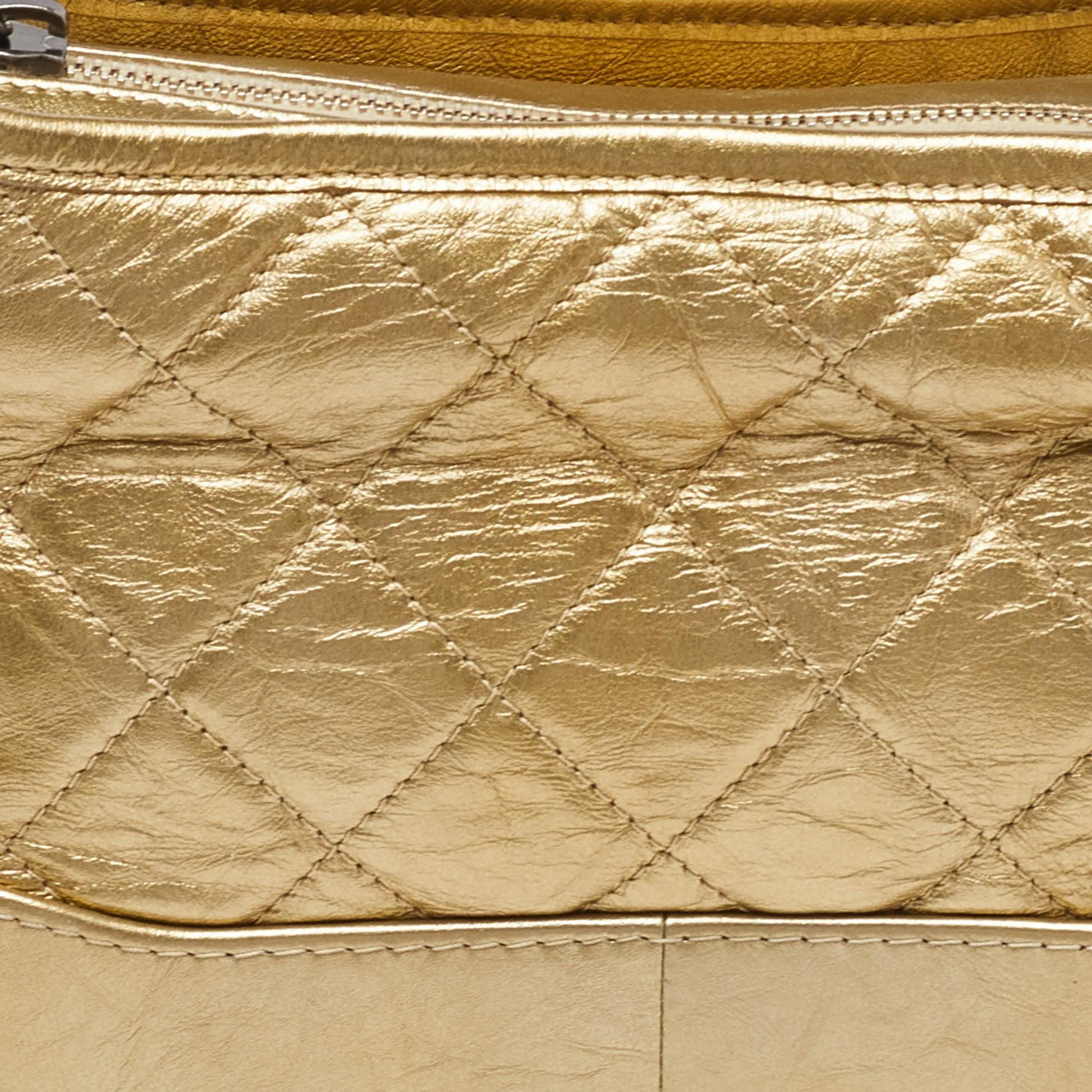 CHANEL Gold Quilted Aged Leather Small Gabrielle Hobo