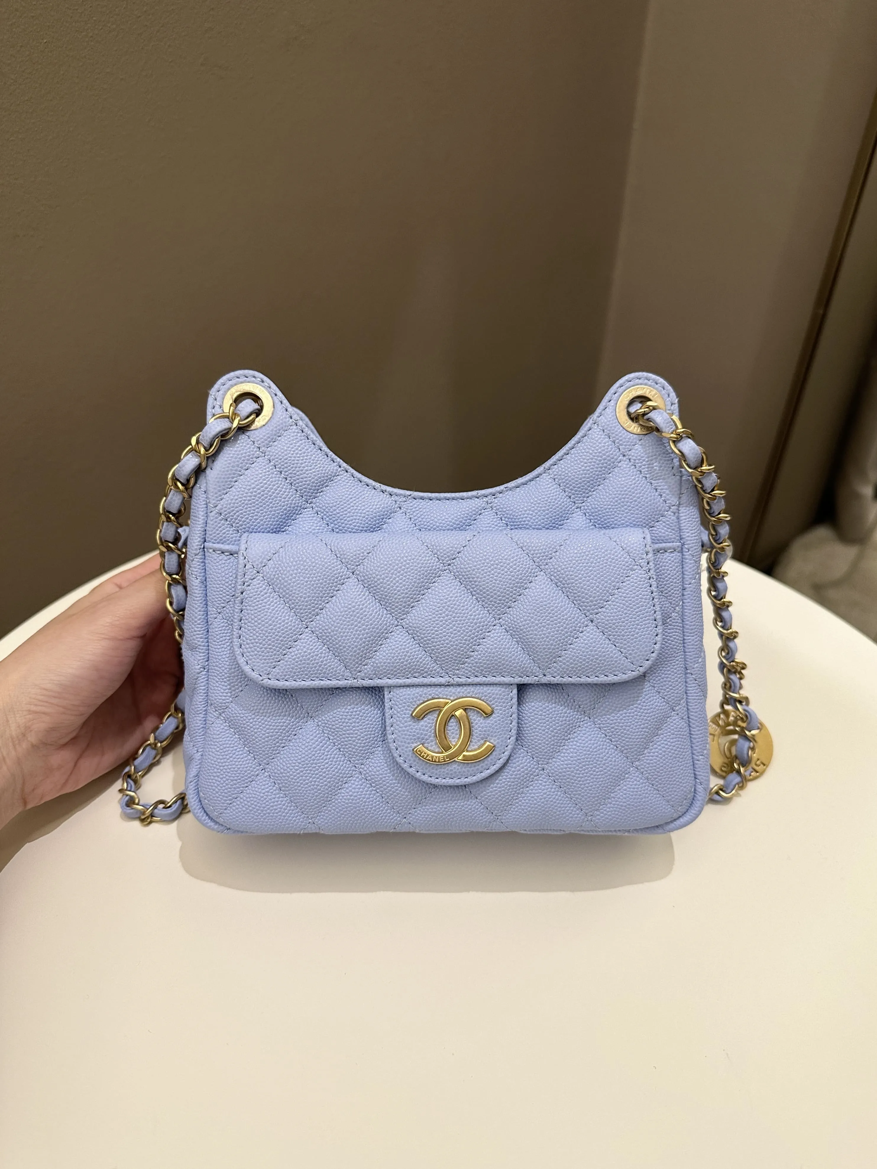 Chanel Small Hobo Bag Periwinkle Caviar