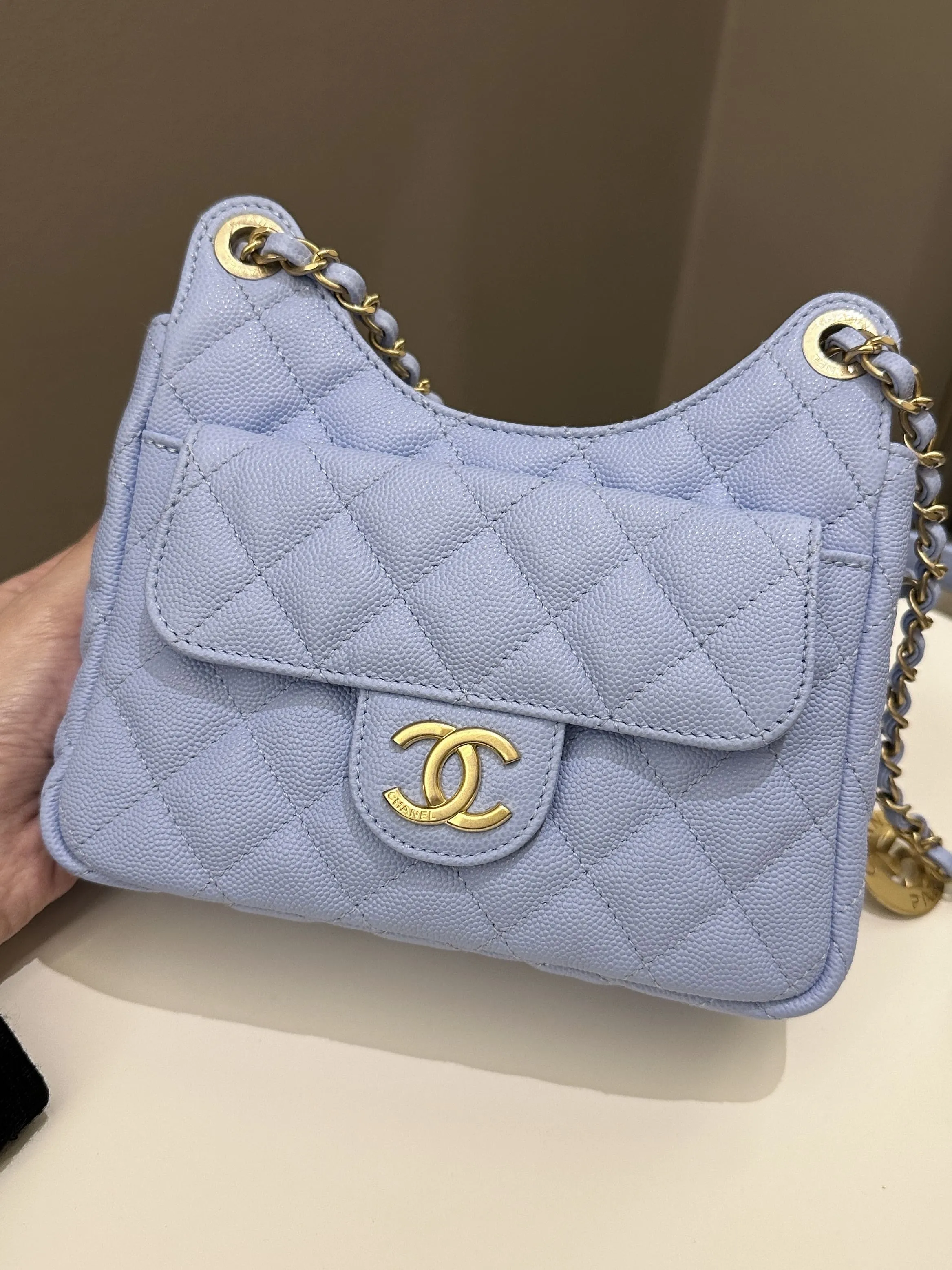 Chanel Small Hobo Bag Periwinkle Caviar