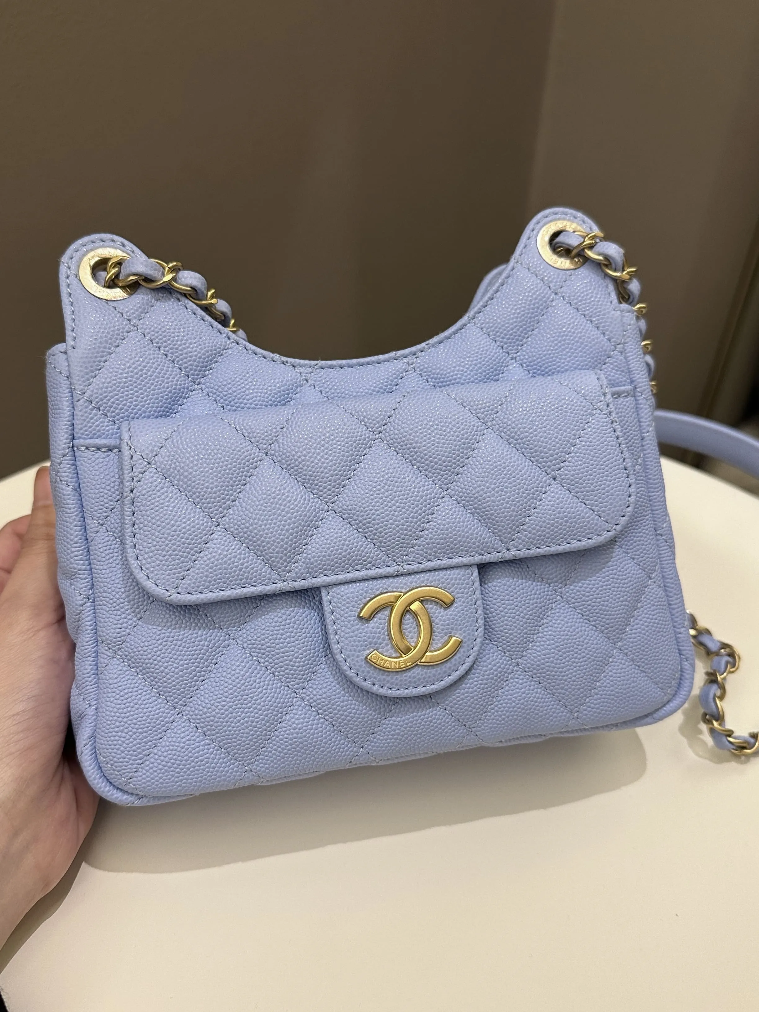 Chanel Small Hobo Bag Periwinkle Caviar