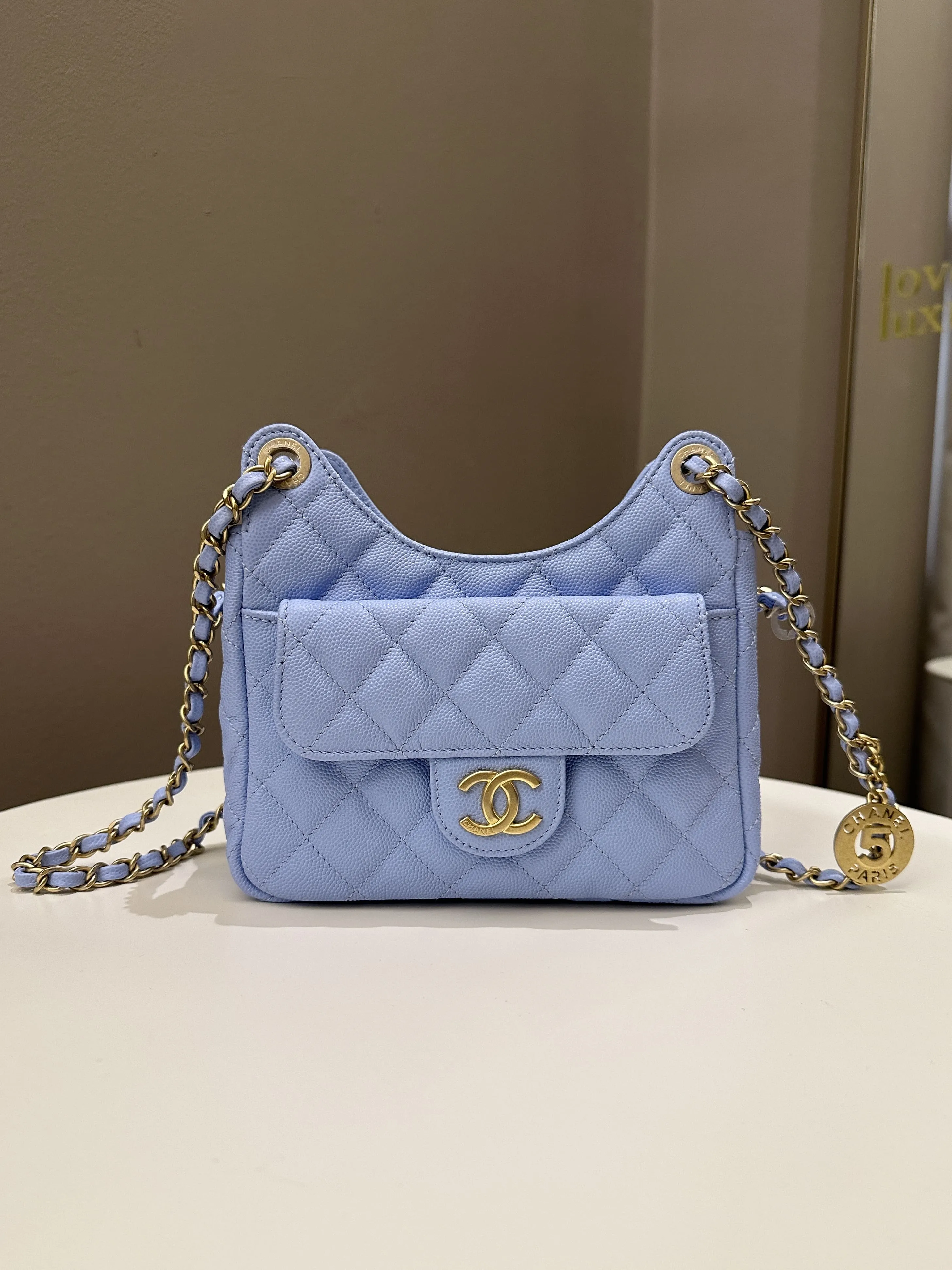 Chanel Small Hobo Bag Periwinkle Caviar