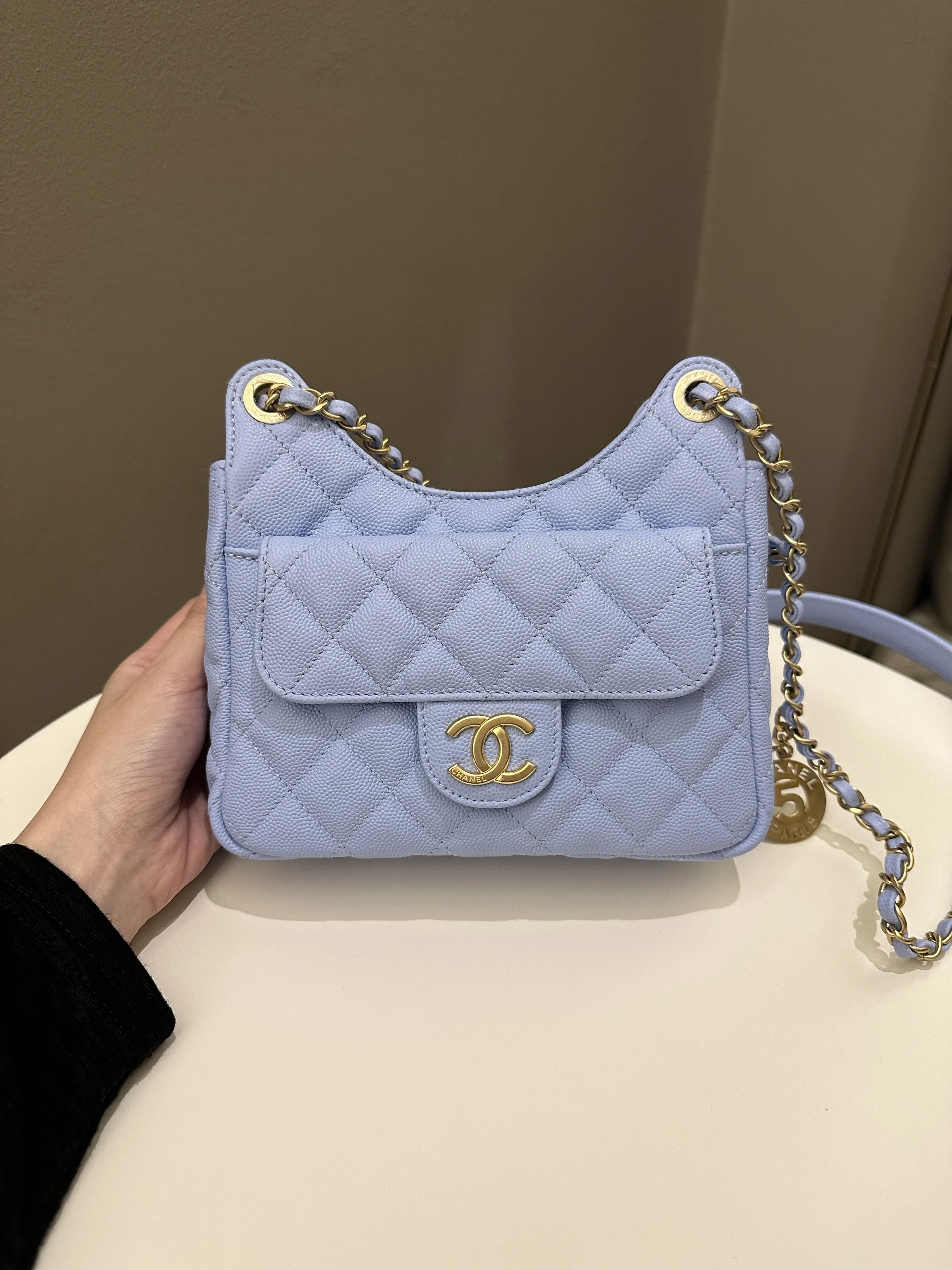 Chanel Small Hobo Bag Periwinkle Caviar