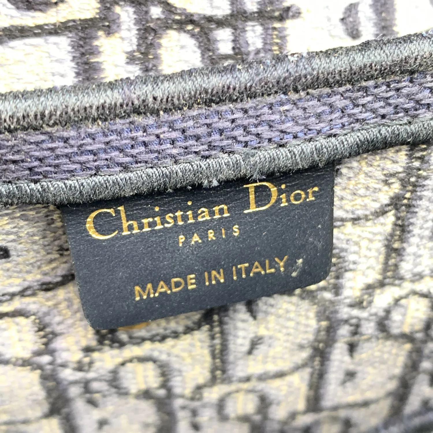 CHRISTIAN DIOR Blue Jacquard Oblique Canvas Embroidery Saddle Bag