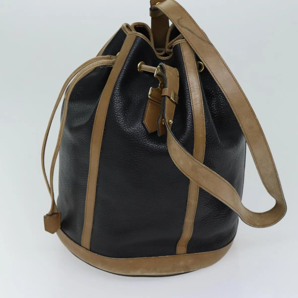 CHRISTIAN DIOR Shoulder Bag Leather Black Auth yk11682