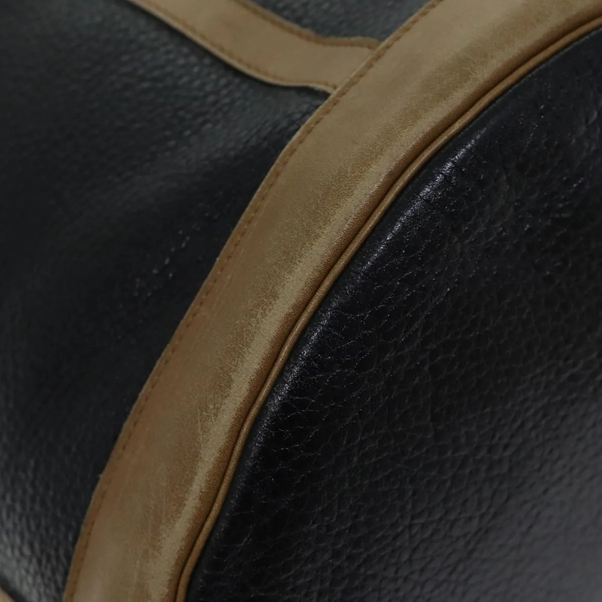 CHRISTIAN DIOR Shoulder Bag Leather Black Auth yk11682