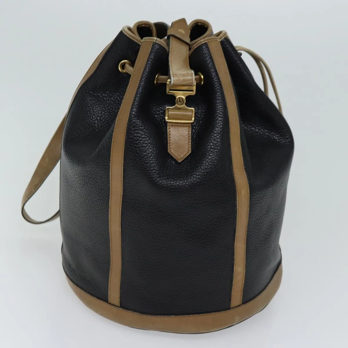 CHRISTIAN DIOR Shoulder Bag Leather Black Auth yk11682