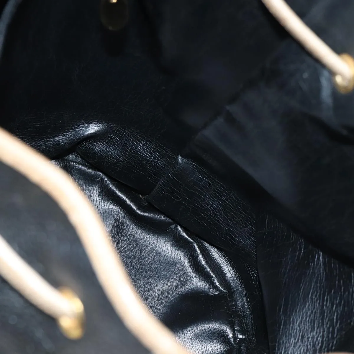 CHRISTIAN DIOR Shoulder Bag Leather Black Auth yk11682