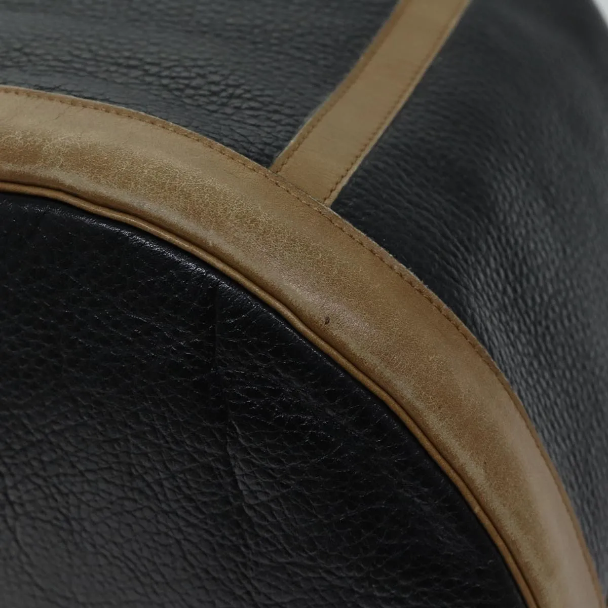 CHRISTIAN DIOR Shoulder Bag Leather Black Auth yk11682