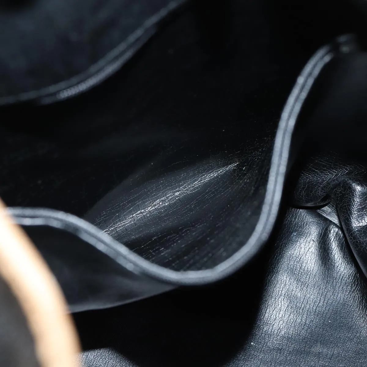 CHRISTIAN DIOR Shoulder Bag Leather Black Auth yk11682
