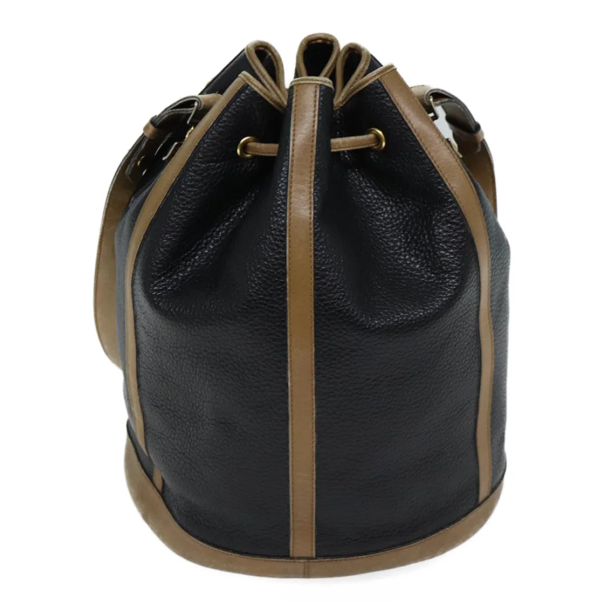 CHRISTIAN DIOR Shoulder Bag Leather Black Auth yk11682