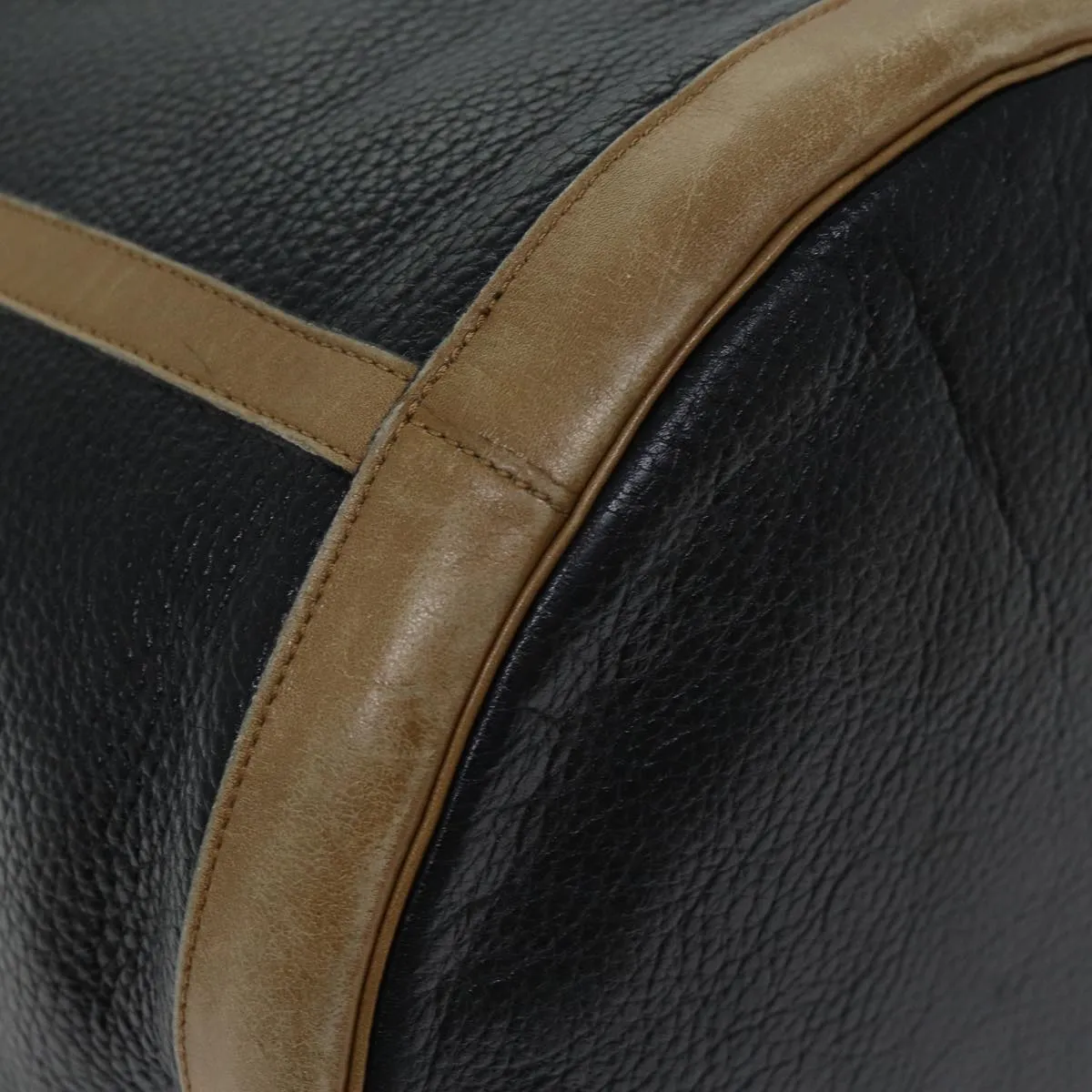 CHRISTIAN DIOR Shoulder Bag Leather Black Auth yk11682