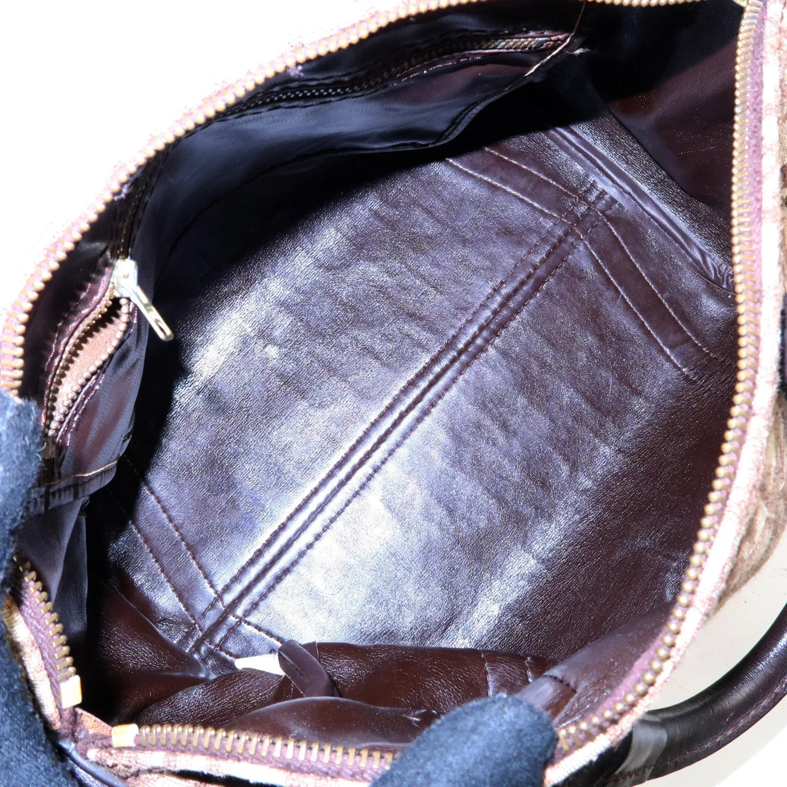 Christian Dior Trotter Canvas Leather Boston Bag Brown