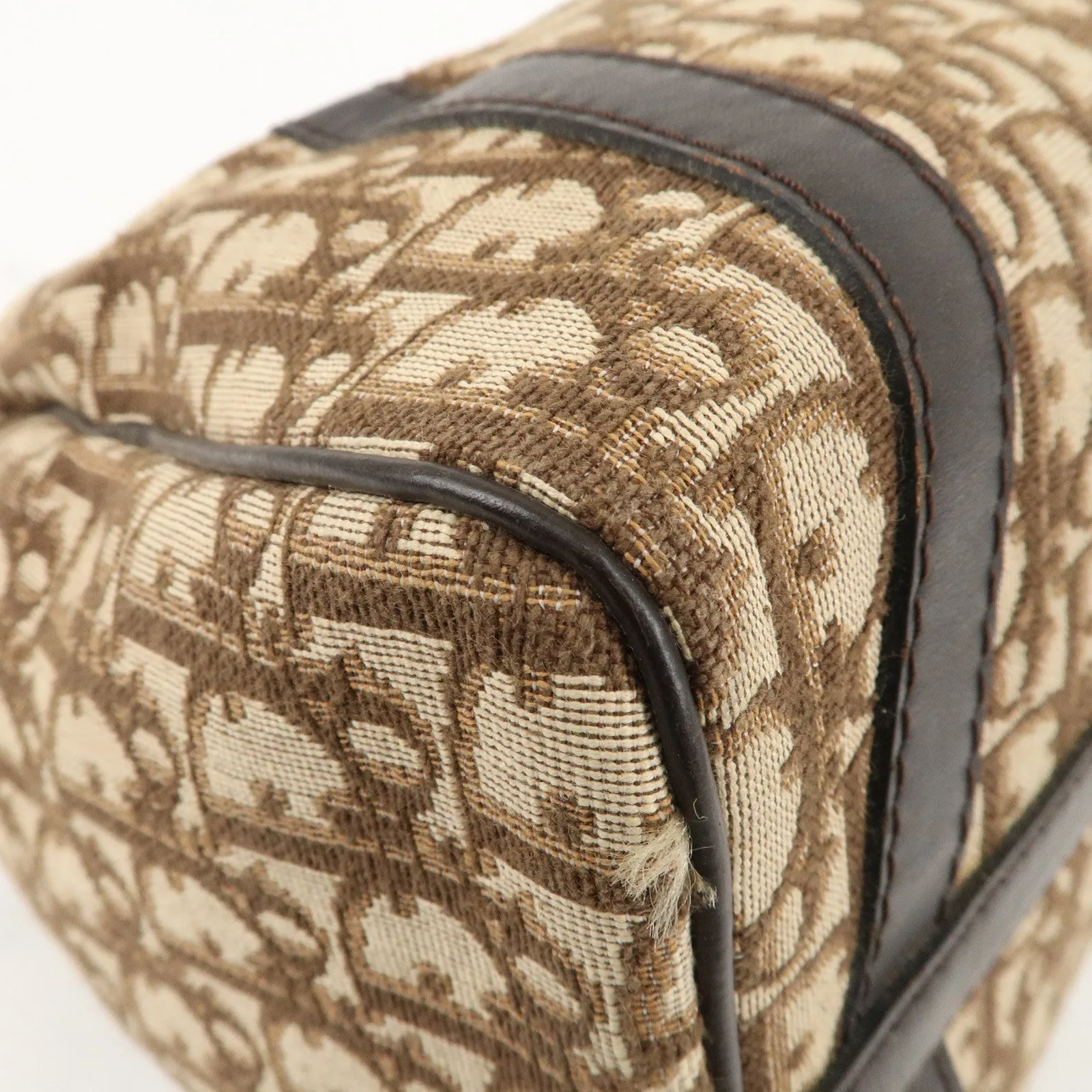 Christian Dior Trotter Canvas Leather Boston Bag Brown