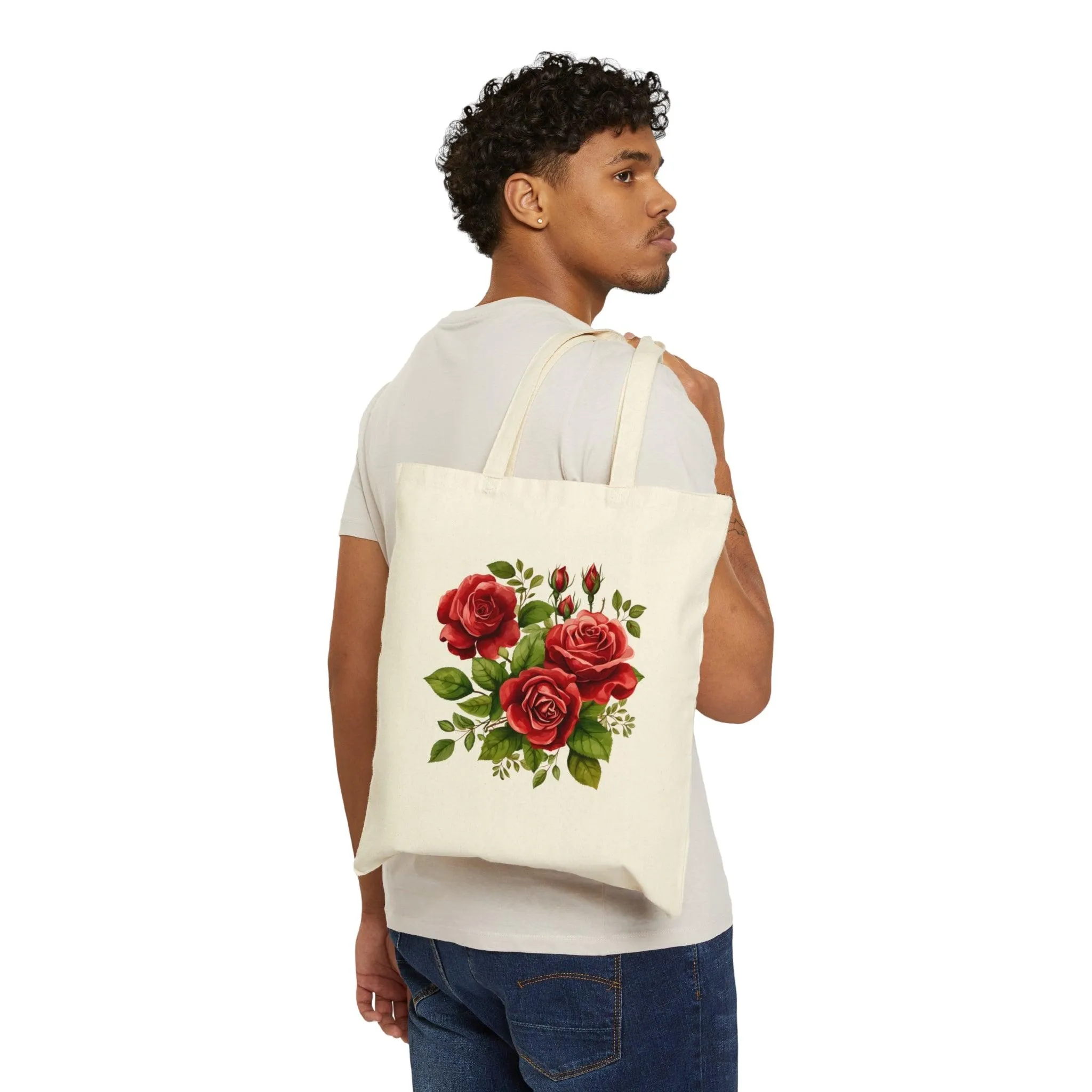 Christmas Bag Floral Tote Bag Christmas Flower Totes Canvas Tote Bag Shopping Bag Gift For Women Totes Birthday Gift Bag Bridal Gift Tote Bag