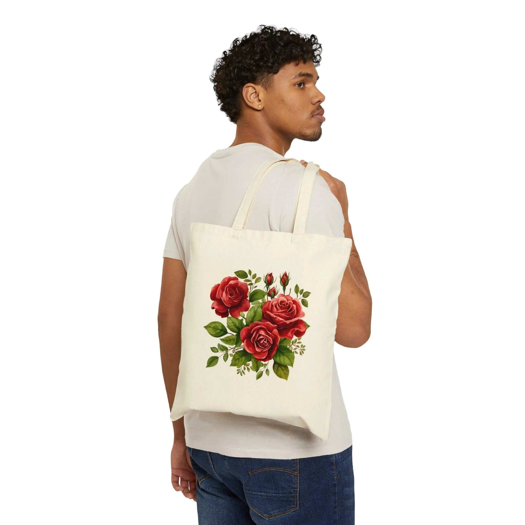 Christmas Bag Floral Tote Bag Christmas Flower Totes Canvas Tote Bag Shopping Bag Gift For Women Totes Birthday Gift Bag Bridal Gift Tote Bag