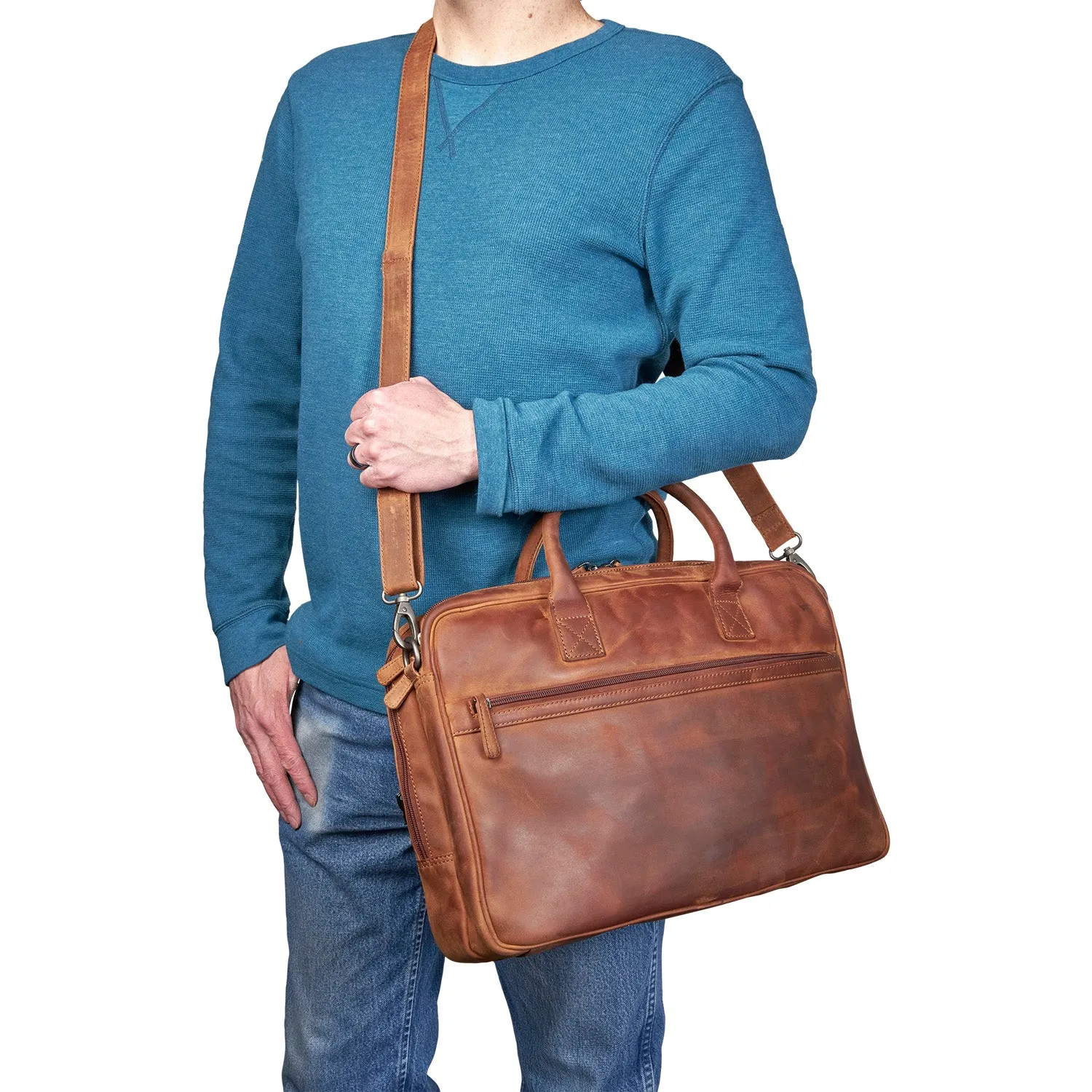 Concealed Carry Hayden Leather Computer Briefcase with RFID Organizer by Lady Conceal