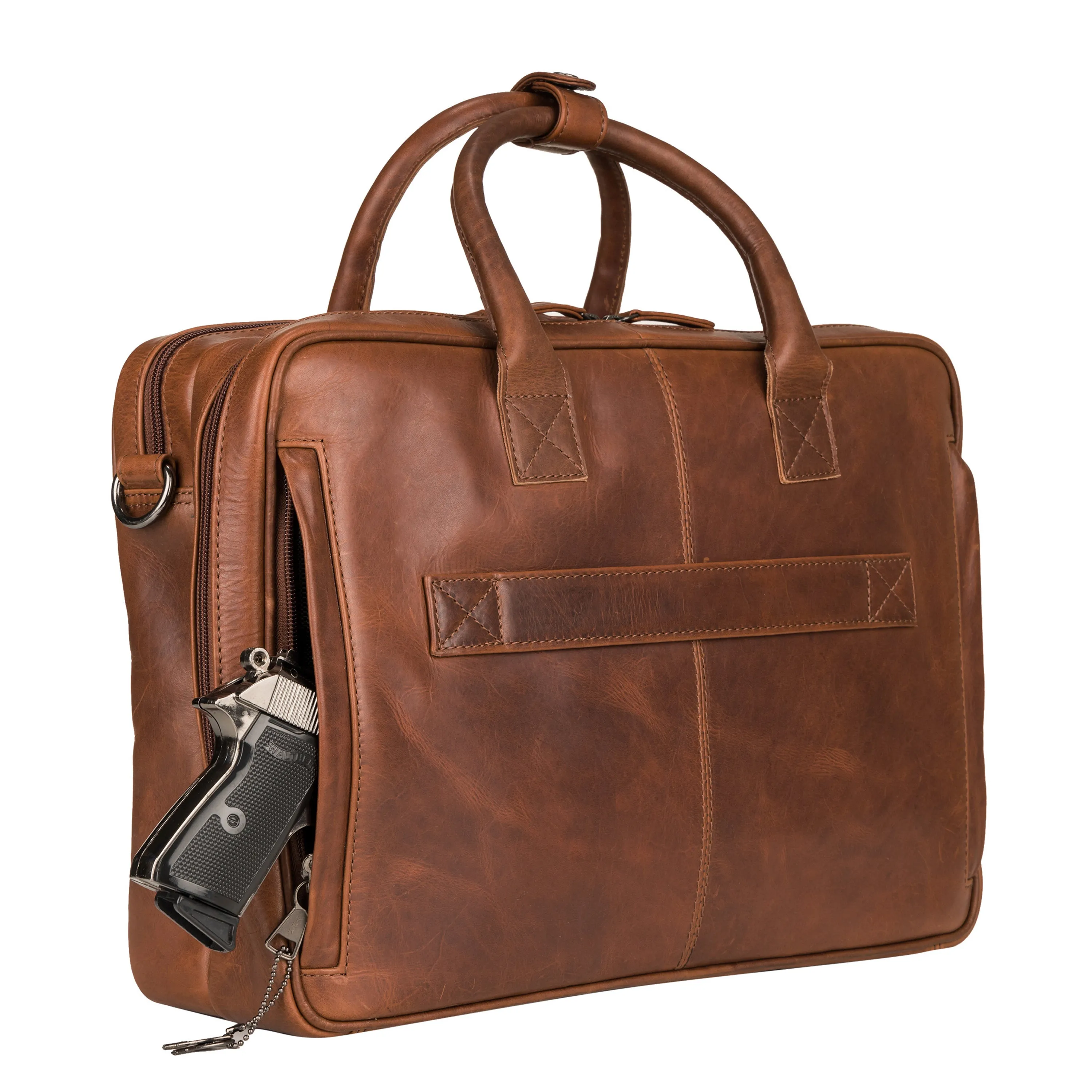 Concealed Carry Hayden Leather Computer Briefcase with RFID Organizer by Lady Conceal