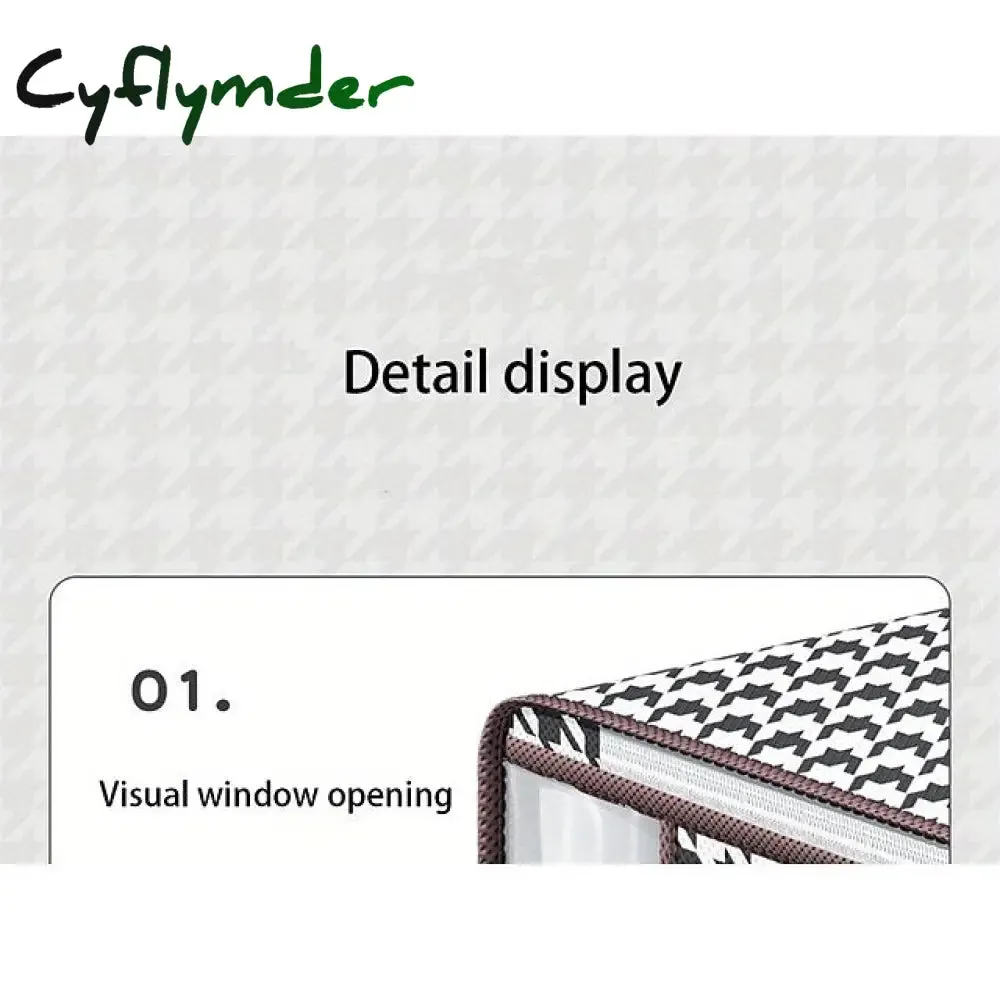 Cyflymder 1pc Clothes Storage Bag, Houndstooth Pattern Foldable Fabric Storage Bag, Large Capacity Waterproof Moisture-proof Cotton Quilt Storage Bag, Home Organization And Storage