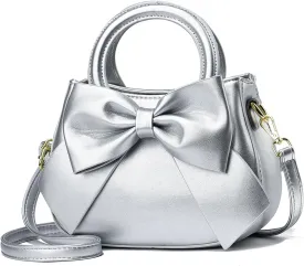 Designer Small Handbags for Women with Top Carry Handle and Cute Bow Knot,Leather Purses and Over-Shoulder Strap