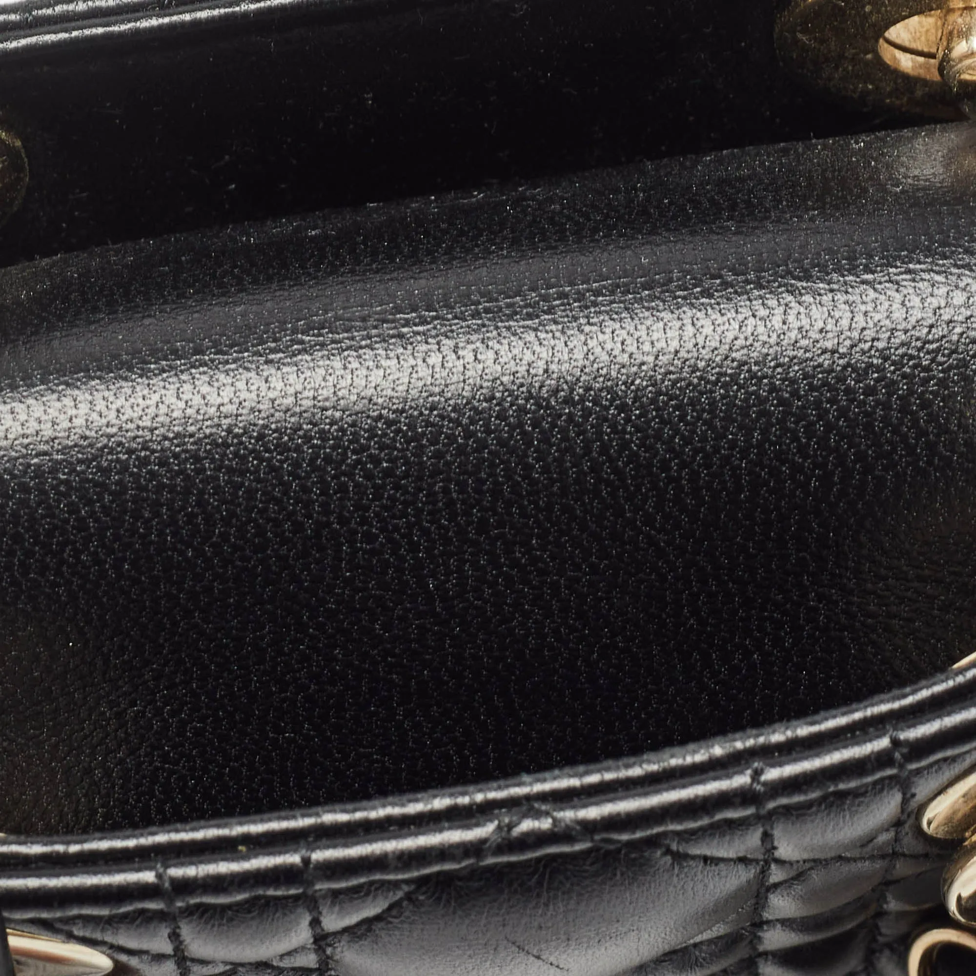 DIOR Black Cannage Leather Micro Lady  Tote