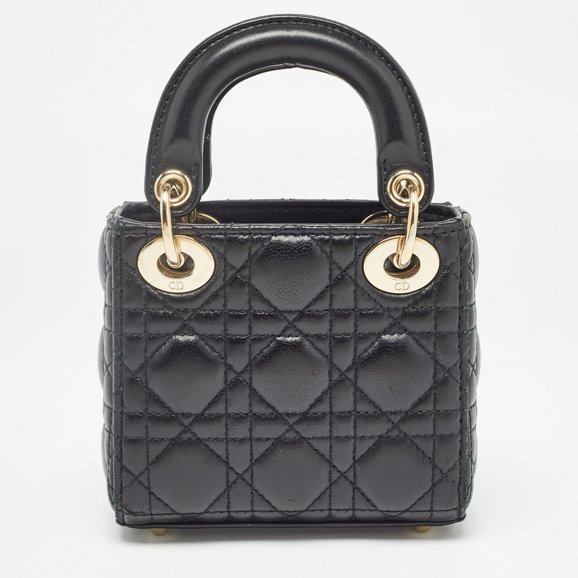 DIOR Black Cannage Leather Micro Lady  Tote