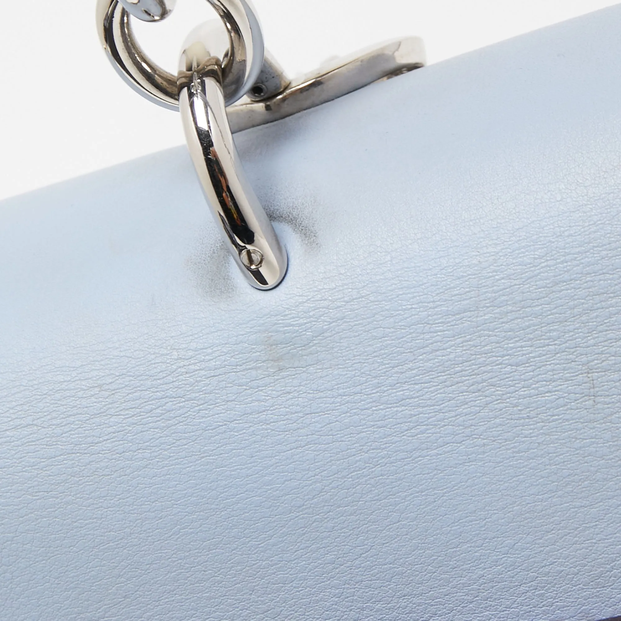 DIOR Blue Leather Small Be  Flap Top Handle Bag