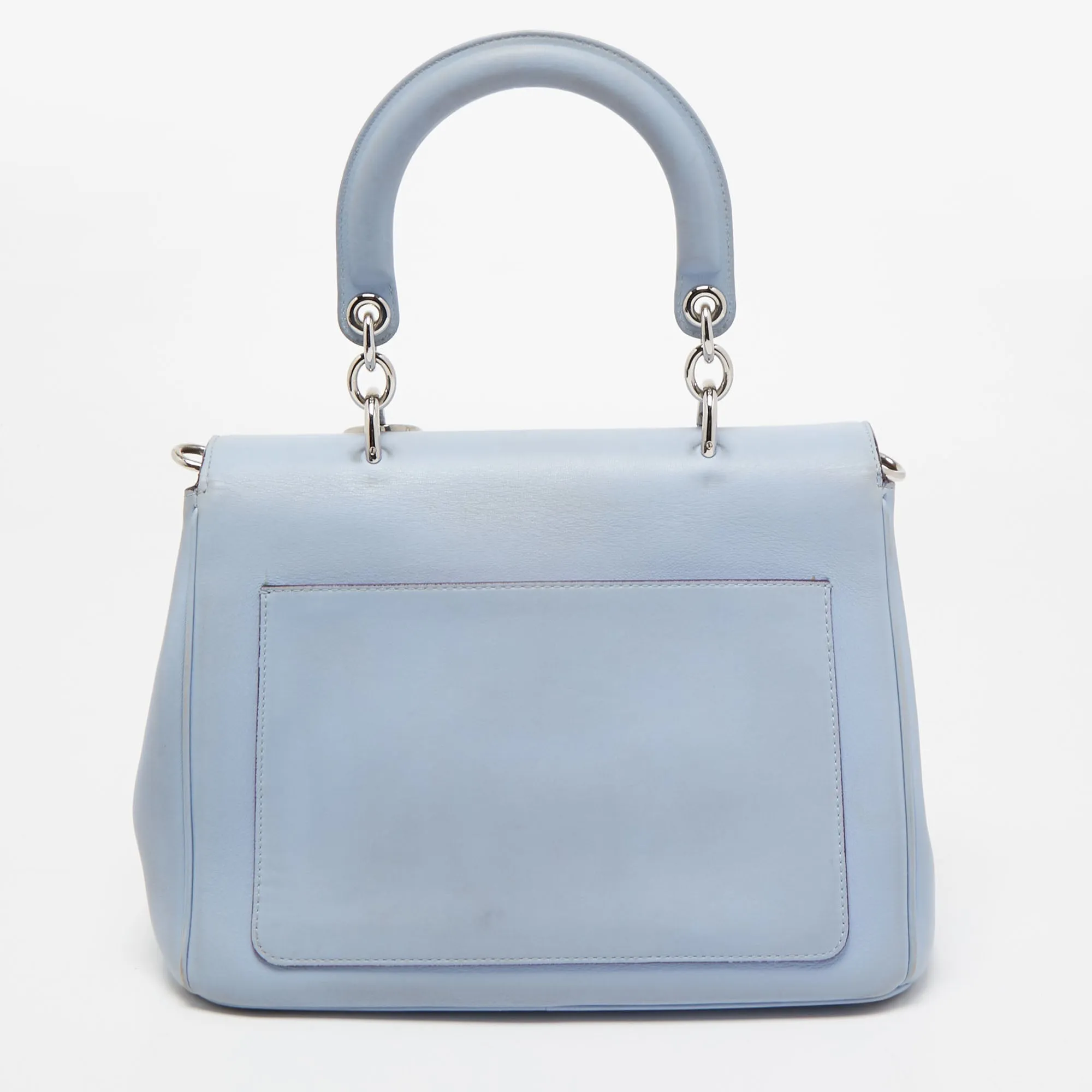 DIOR Blue Leather Small Be  Flap Top Handle Bag
