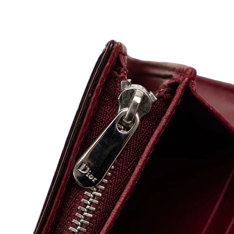 Dior Dior Long Wallet Enamel Bordeaux Wine Red
