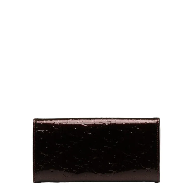 Dior Dior Long Wallet Enamel Bordeaux Wine Red