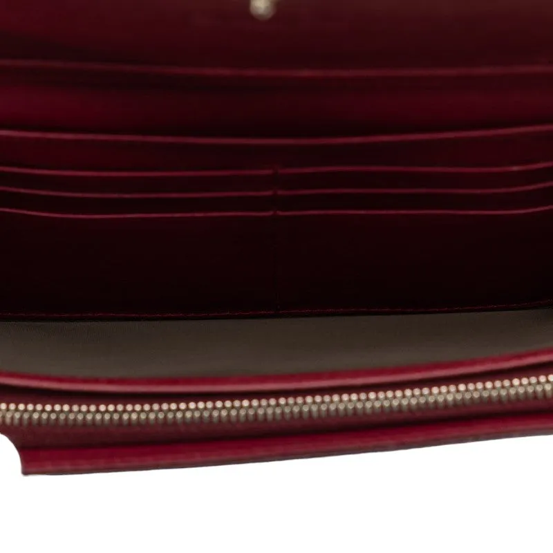 Dior Dior Long Wallet Enamel Bordeaux Wine Red