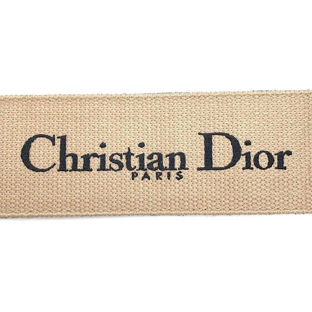 Dior Logo belt Size 80 Navy/Beige Canvas Leather