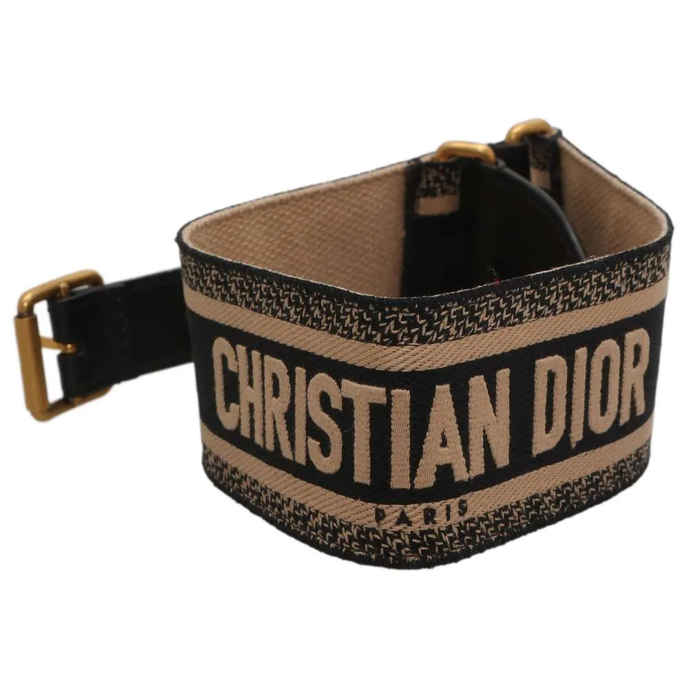 Dior Logo belt Size 80 Navy/Beige Canvas Leather