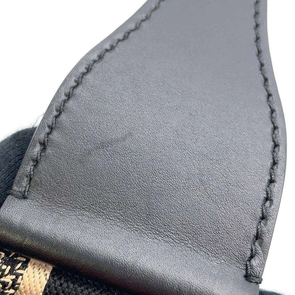 Dior Logo belt Size 80 Navy/Beige Canvas Leather