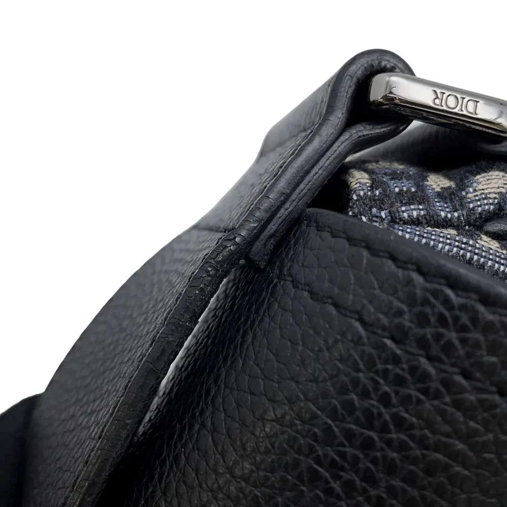 Dior Oblique Saddle Shoulder Bag Navy 1ADME133YKS Canvas Leather